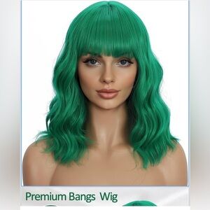 Mxayhnajxl Lime Green Wig with Bangs for Women NIP